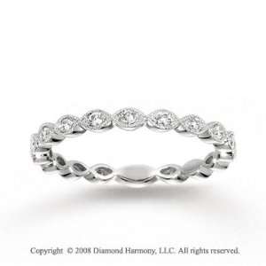    14k White Gold Milgrain 1/4 Carat Diamond Stackable Ring: Jewelry