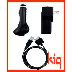 KIQ USB DATA CABLE + CAR & WALL CHARGER (BLACK) FOR MICROSOFT ZUNE 4GB 