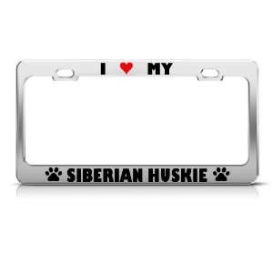  Siberian Huskie Paw Love Heart Dog license plate frame 