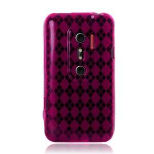 iGg HTC EVO 3D High Gloss TPU with Inner Check Design   Clear Pink 