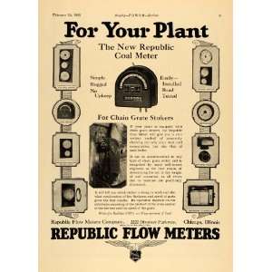 1925 Ad Republic Flow Meters Grate Stokers Coal Meter   Original Print 