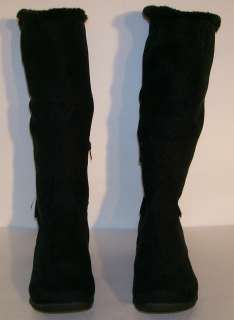   Suede Womens Boots with Fur Lining Foldable Cuff Inner & Outer Zippers