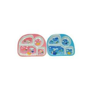  Melamine Kids Plate With 4 Sections, Assorted Designs 