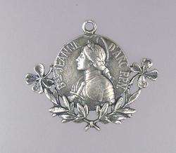 FRENCH St JOAN ARC Sterling Silver Medal Pendant CLOVER  