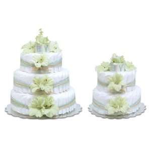  Mint Green Gladiolas w/Tulle & Raffia Trim Diaper Cake 