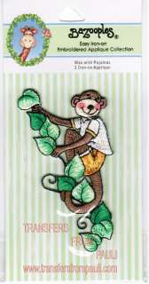 Max the Monkey in Pajamas Bazooples Iron on Applique 730484775551 