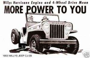 1953 WILLYS JEEP CJ 3B ~ MORE POWER TO YOU ~ MAGNET  