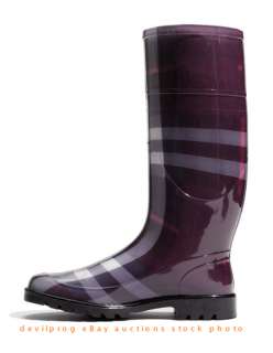  Check Print Tall Rain Boot Purple EU 41/US 11 BRAND NEW IN BOX  