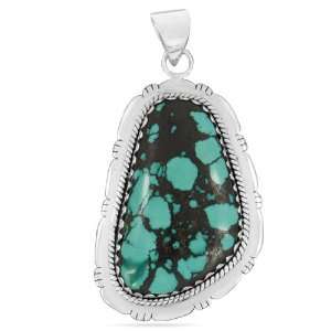 925 Sterling Silver Natural Huge Turquoise Gemstone Solitaire Pendant 