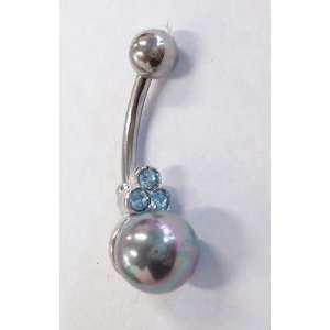  3 Light Blue Gems Ionize Pearl Belly Ring: Everything Else