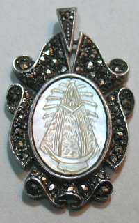   and marcasite Virgen Virgin Lujan mother of pearl pendant  