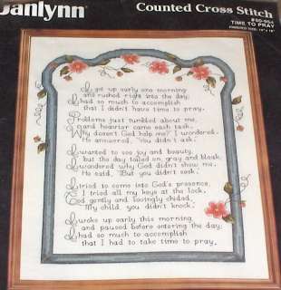 1988 Janlynn Time to Pray Floral X Stitch Sampler Kit NIP 14x18 