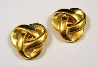   Bluette Shoe Clips Shiny Gold Tone Love Knots 1.25 Made in France