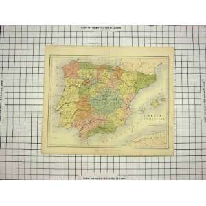 ANTIQUE MAP c1790 c1900 SPAIN PORTUGAL MAJORCA MINORCA 