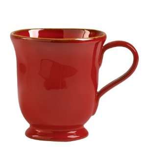   Italian Dinnerware Rosso Vecchio Red Footed Mug Cup 