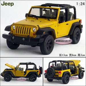 New JEEP Rubicon Open 1:24 Alloy Diecast Model Car With Box Yellow 