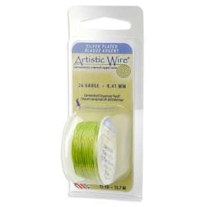  Artistic Wire 32 Gauge Silver Plated Chartreuse Wire, 30 