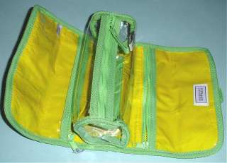   Johnson Terry Cloth Cosmetic Bag Jewelry Roll Yellow/Green New  