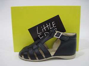 LITTLE ERIC Boys Navy Leather Sandals Sz 25 In Box  