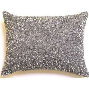    Ice Crush Sequin Beaded Pillow 12 x 16 Silver