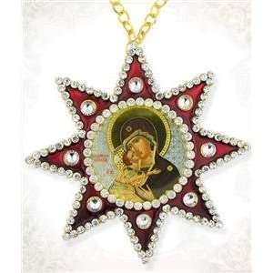    Russian Icon Pendant Virgin Mary Vladimir Jesus Christ Jewelry