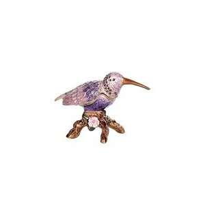  Jewel Encrusted Pewter & Enamel Bird Box w/Stand