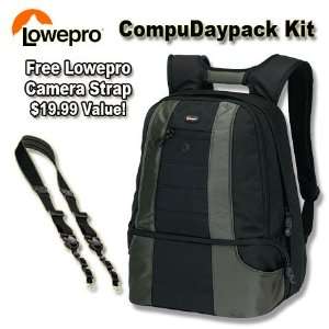  Lowepro CompuDay Pack Camera Backpack (Gray) Bundle with Lowepro 