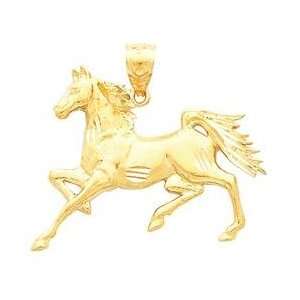 14K Yellow Gold Horse Pendant 