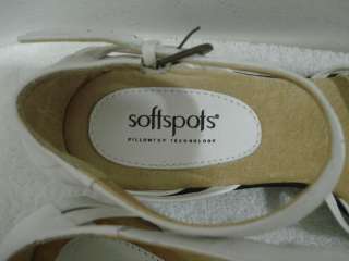Softspots Lenore White Leather Ankle Strap Sandals 8.5 M  