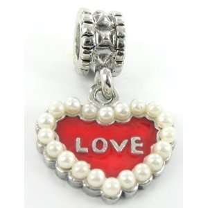   Silver Plated Heart Love Dangle for Pandora/Troll/Chamili Jewelry