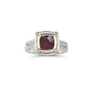  0.04 Cts Diamond & 1.87 Cts Garnet Ring in Silver / Gold 4 