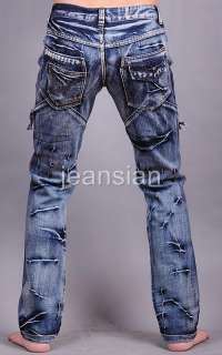 3mu Mens Designer Jeans Pants Denim Stylish Rocker W30 32 34 36 38 L32 