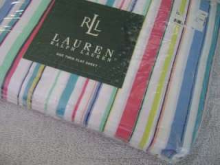 UP FOR AUCTION IS A RALPH LAUREN TWIN FLAT SHEET BAY VIEW STRIPE 