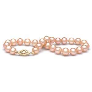   Pink/Peach Freshwater Pearl Bracelet, 14k Yellow Gold Clasp Jewelry