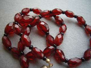 Wonderful Vintage Art Deco Faceted Cherry Amber? Necklace   17  