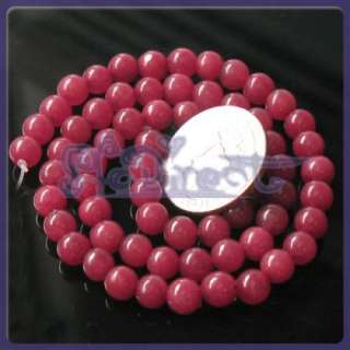 Round Design Red Jade Gemstone Loose Beads Necklace 6mm  