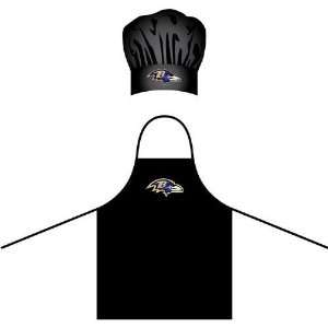  Baltimore Ravens NFL Barbeque Apron and Chefs Hat: Sports 