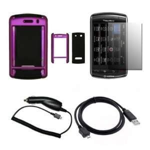  Purple and Black Rubberized Slide Snap On Hard Cover Case 
