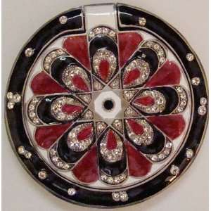  Black and Red Kaleidoscope Abstract Flower Compact Mirror Beauty