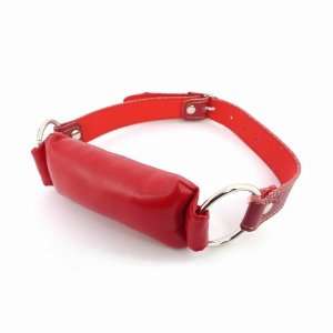  Leather Mouth Harness   Soft Stuffed Bar Gag (Red 