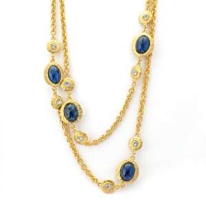   Kenneth Jay Lane Sapphire Cabochon Station Necklace: Kenneth Jay Lane