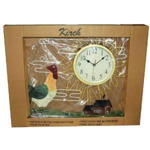  Kirch 24 Tin Hand Painted Rooster Scene Wall Clock
