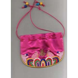 : South Korean PINK HAND BAG (Small)   Embroidered with Korean Knots 