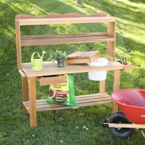 Wood Country Cedar Wood Deluxe Master Gardeners Potting Bench Natural 