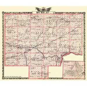  BUREAU COUNTY ILLINOIS (IL) LANDOWNER MAP 1876
