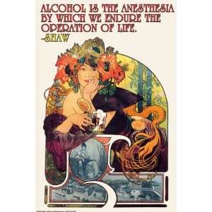   Alcohol is the Anesthestia 12X18 Art Paper with Black Frame Home