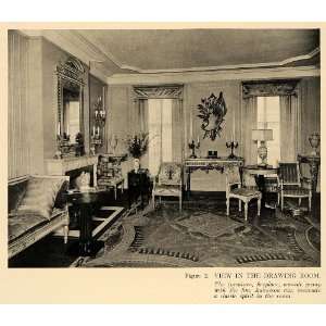  1918 Print Drawing Room Grouping Furniture Aubusson Rug 