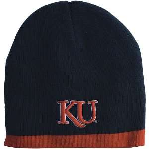   Kansas Jayhawks Nordic Knit Navy/Red Hat Adjustable: Sports & Outdoors