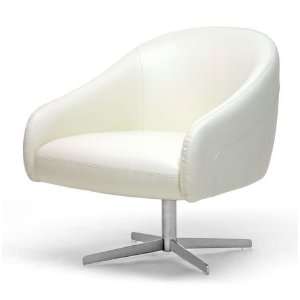   Studio Balmorale Leather Modern Swivel Chair, Ivory: Home & Kitchen