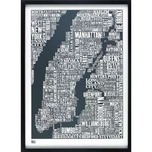  New York City Map Print   Sheer Slate: Home & Kitchen